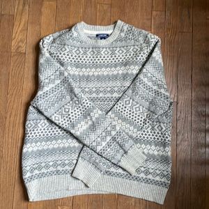 100% Wool Nordic Fair Isle Land’s End Gray Sweater